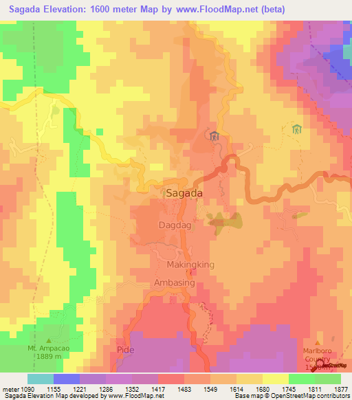Sagada,Philippines Elevation Map