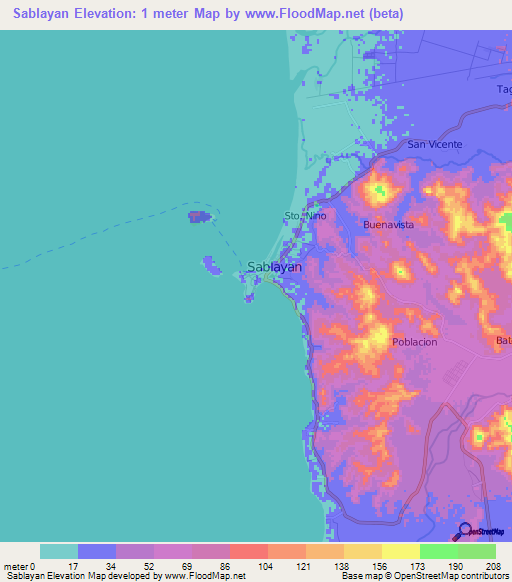 Sablayan,Philippines Elevation Map