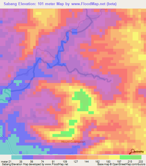Sabang,Philippines Elevation Map