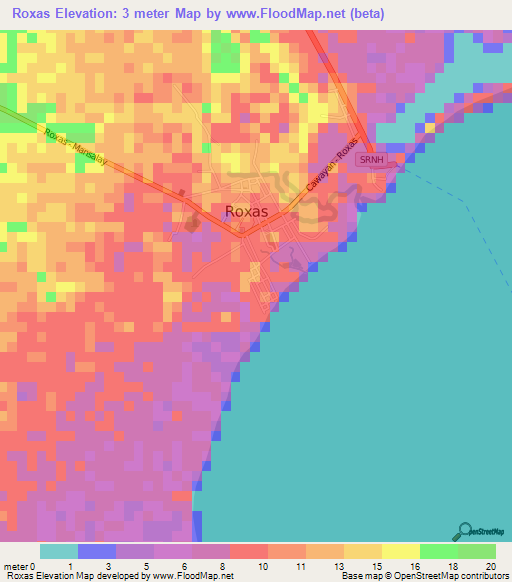 Roxas,Philippines Elevation Map