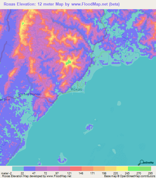 Roxas,Philippines Elevation Map