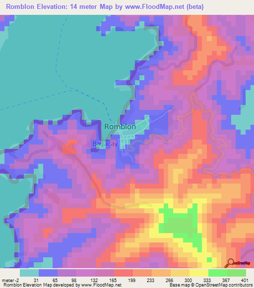 Romblon,Philippines Elevation Map