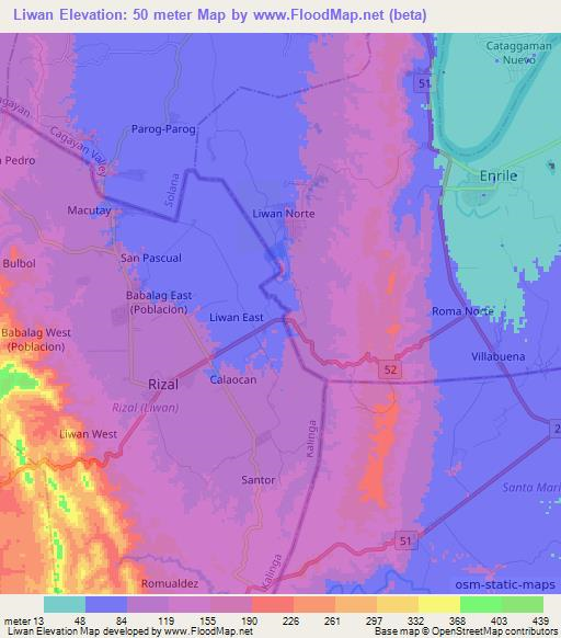 Liwan,Philippines Elevation Map