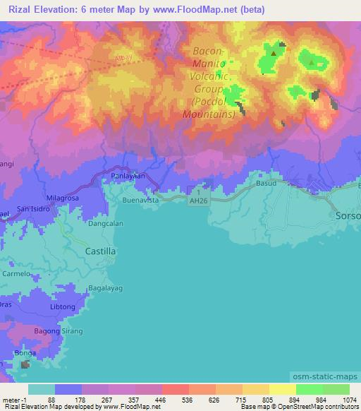 Rizal,Philippines Elevation Map