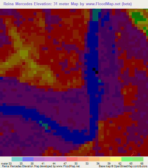 Reina Mercedes,Philippines Elevation Map