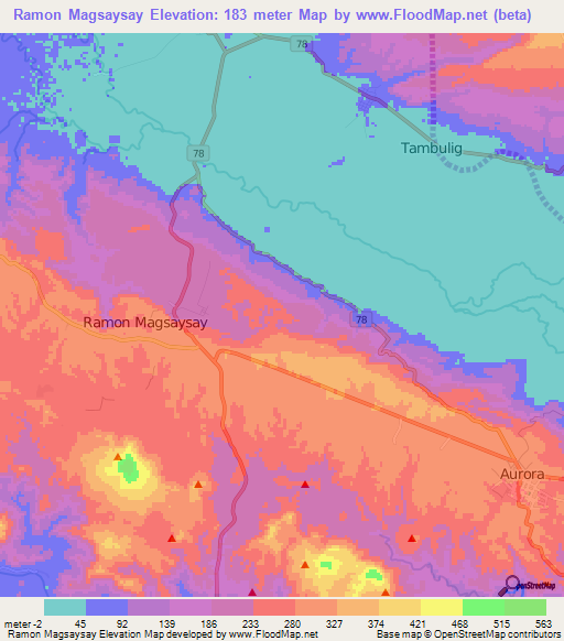 Ramon Magsaysay,Philippines Elevation Map