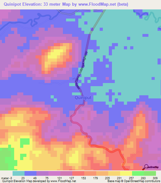 Quinipot,Philippines Elevation Map