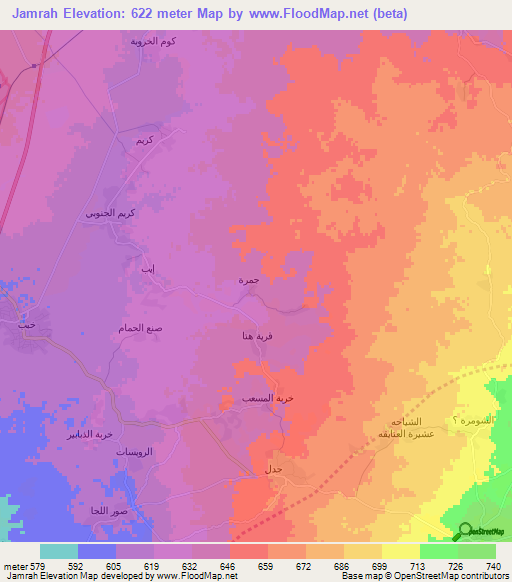 Jamrah,Syria Elevation Map