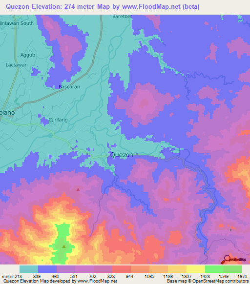 Quezon,Philippines Elevation Map