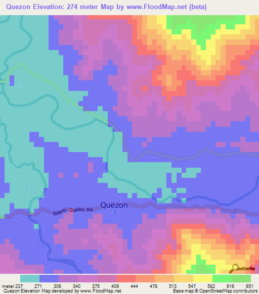 Quezon,Philippines Elevation Map