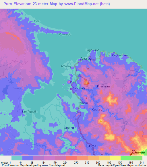 Puro,Philippines Elevation Map