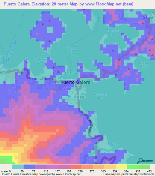 Puerto Galera,Philippines Elevation Map