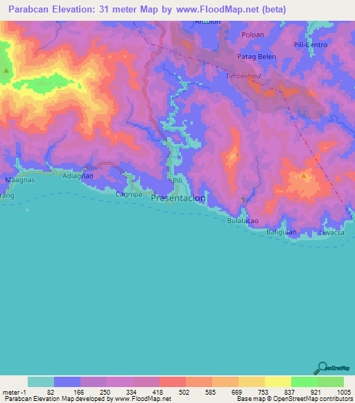 Parabcan,Philippines Elevation Map