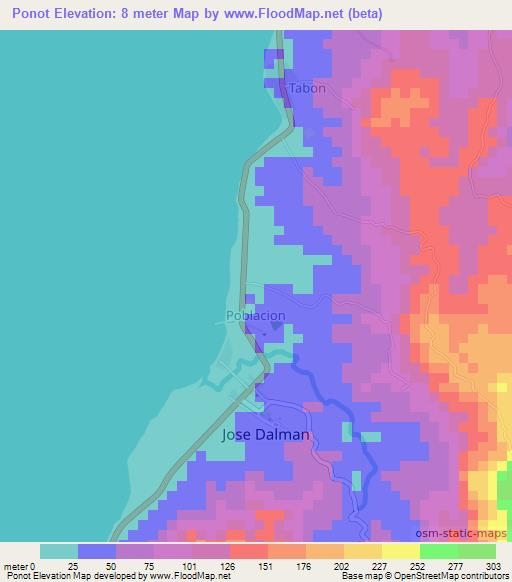 Ponot,Philippines Elevation Map