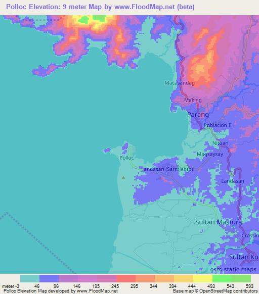 Polloc,Philippines Elevation Map
