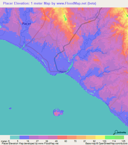 Placer,Philippines Elevation Map