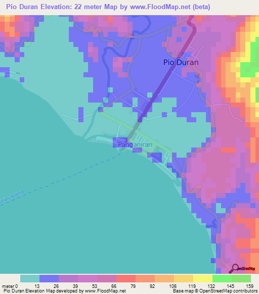 Pio Duran,Philippines Elevation Map