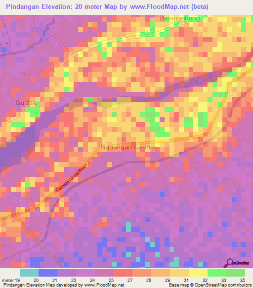 Pindangan,Philippines Elevation Map