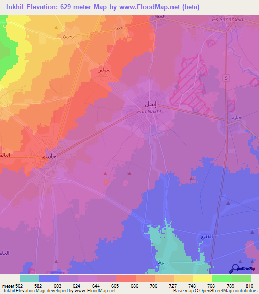 Inkhil,Syria Elevation Map