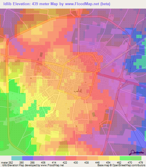Idlib,Syria Elevation Map