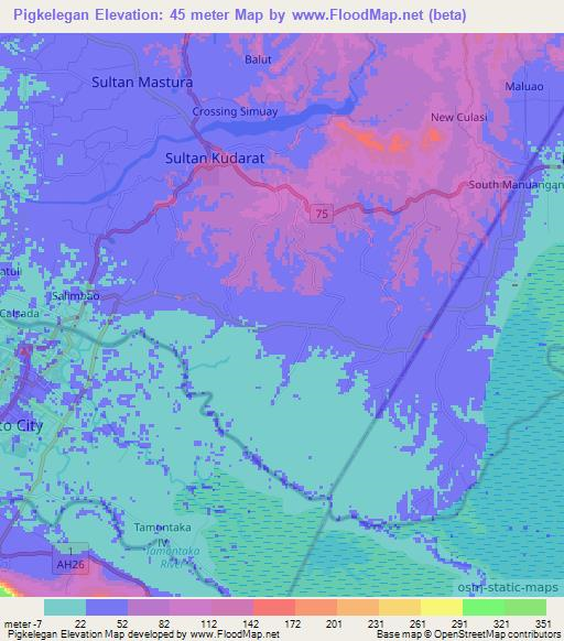 Pigkelegan,Philippines Elevation Map