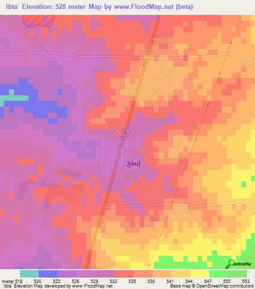 Ibta`,Syria Elevation Map