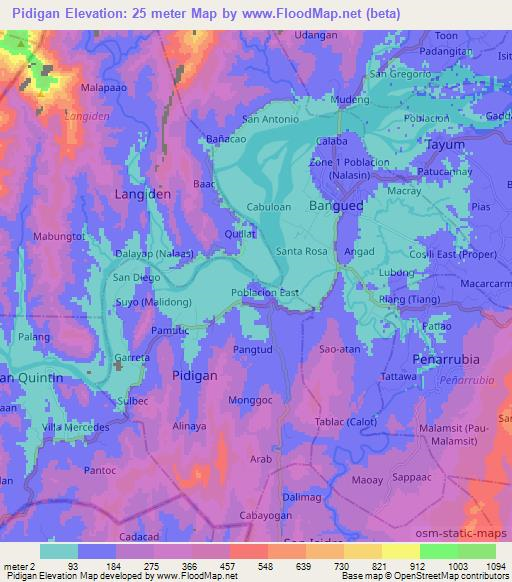 Pidigan,Philippines Elevation Map