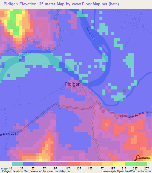 Pidigan,Philippines Elevation Map