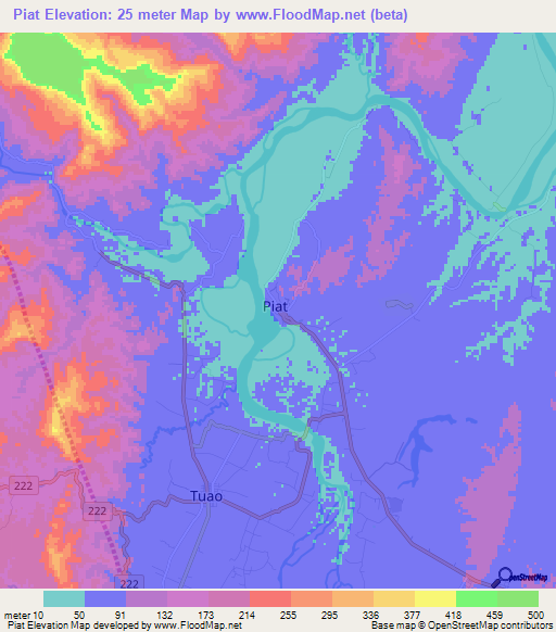 Piat,Philippines Elevation Map