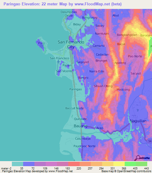 Paringao,Philippines Elevation Map