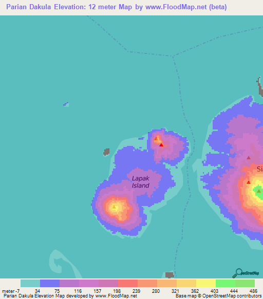Parian Dakula,Philippines Elevation Map