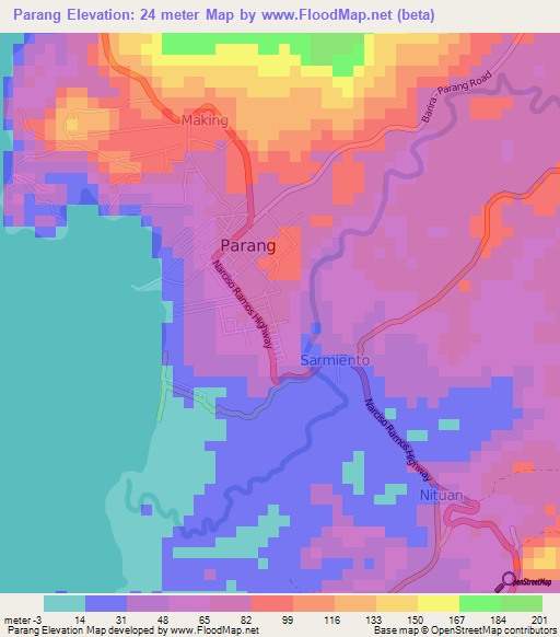 Parang,Philippines Elevation Map