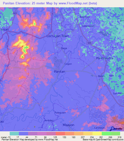 Panitan,Philippines Elevation Map