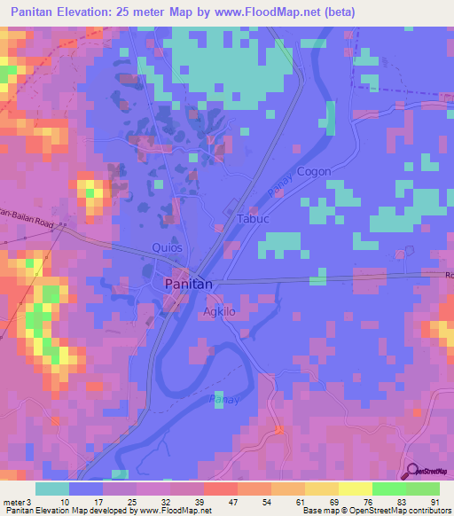 Panitan,Philippines Elevation Map