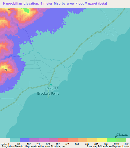 Pangobilian,Philippines Elevation Map