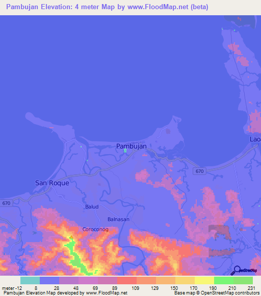 Pambujan,Philippines Elevation Map