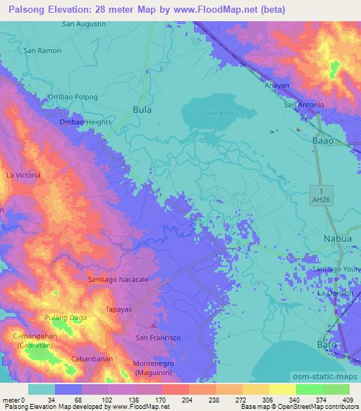 Palsong,Philippines Elevation Map