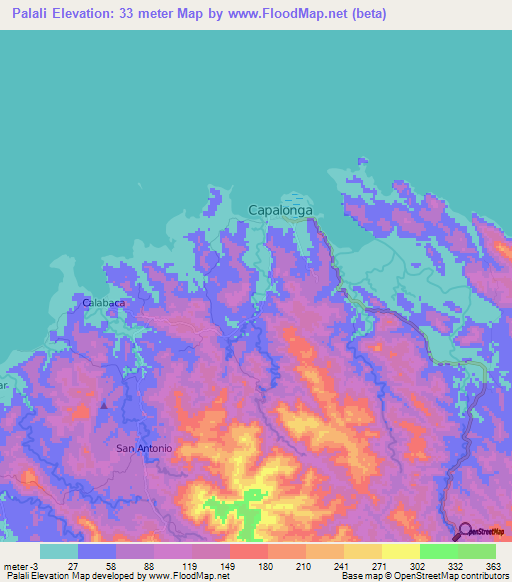 Palali,Philippines Elevation Map