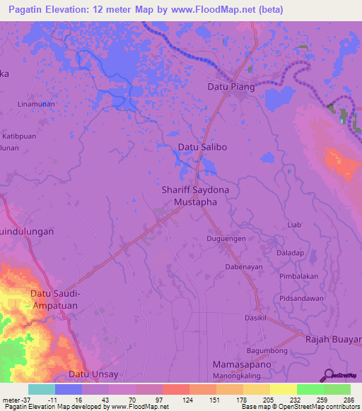 Pagatin,Philippines Elevation Map