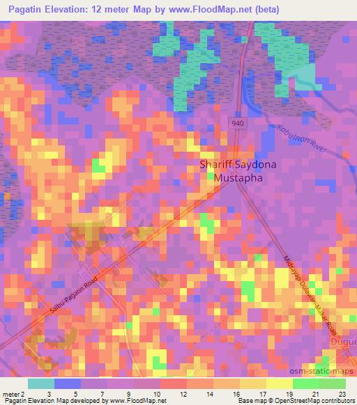 Pagatin,Philippines Elevation Map