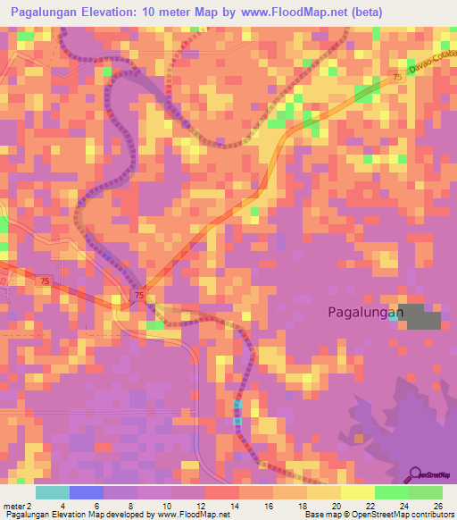 Pagalungan,Philippines Elevation Map