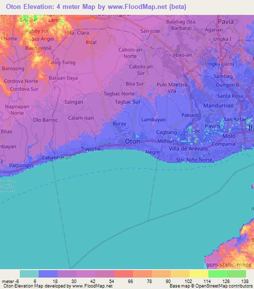 Oton,Philippines Elevation Map