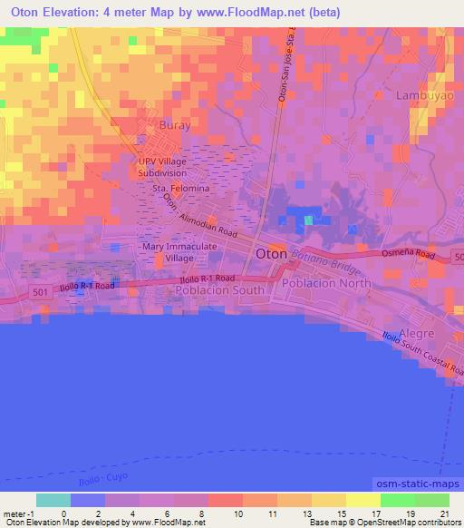 Oton,Philippines Elevation Map