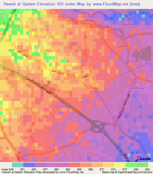 Hawsh al Qadam,Syria Elevation Map