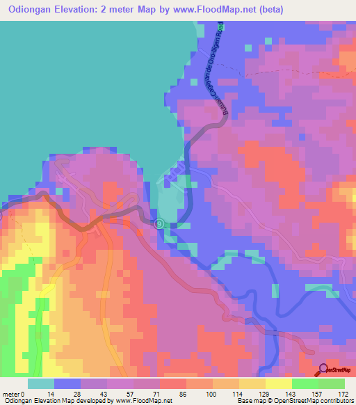 Odiongan,Philippines Elevation Map