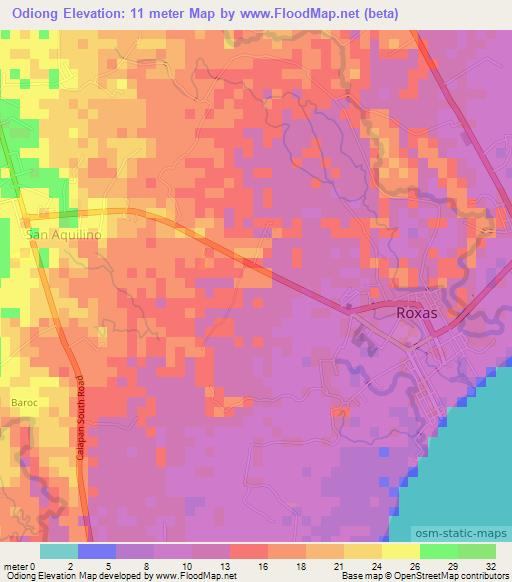 Odiong,Philippines Elevation Map