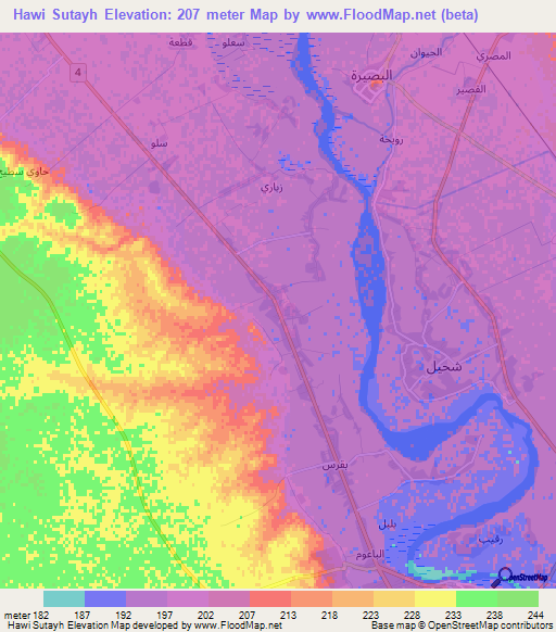 Hawi Sutayh,Syria Elevation Map