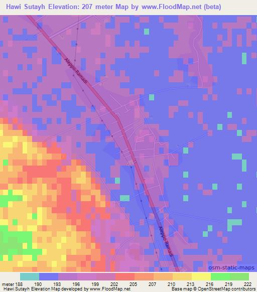 Hawi Sutayh,Syria Elevation Map