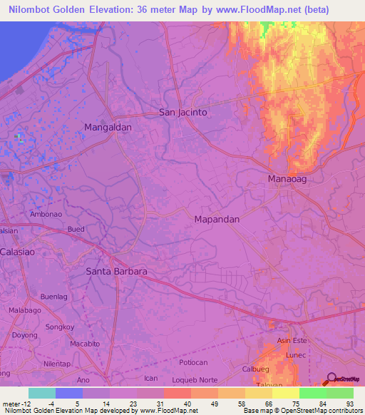 Nilombot Golden,Philippines Elevation Map