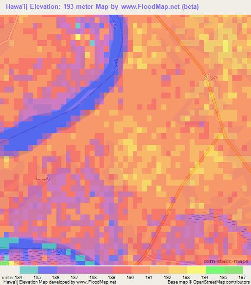 Hawa'ij,Syria Elevation Map